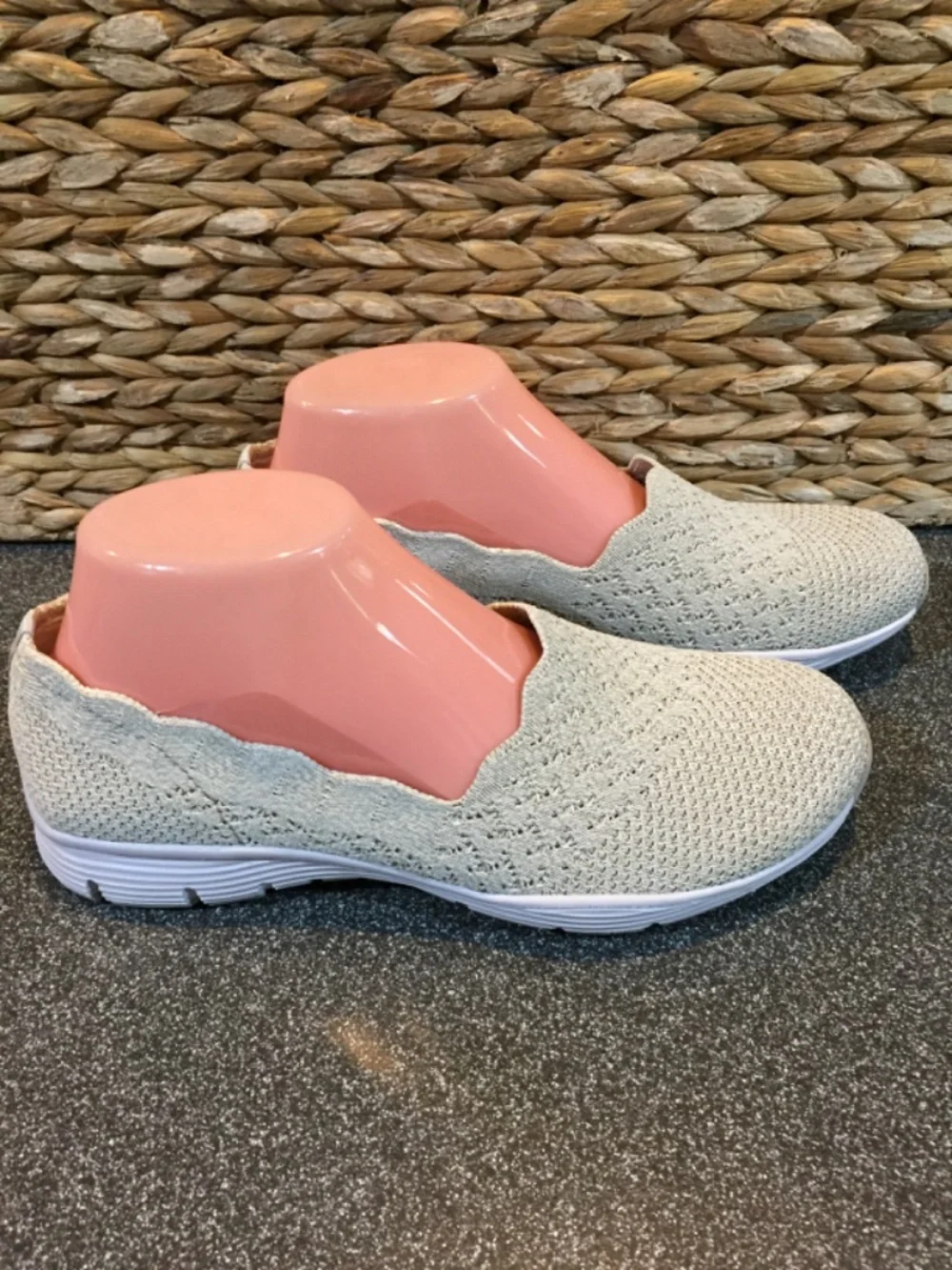 Skechers Light Tan Knit Slip-On Flats